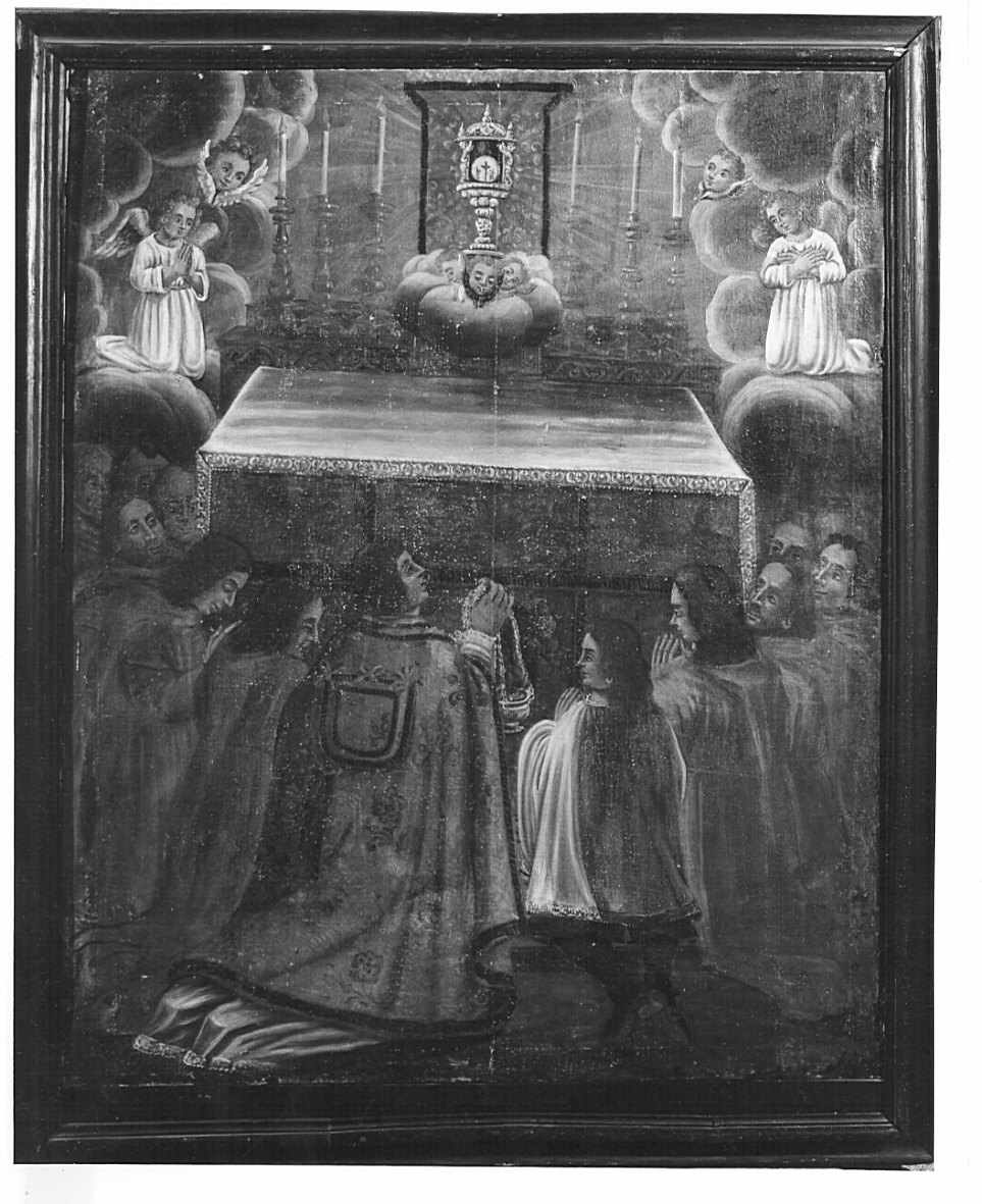 adorazione dell'Eucaristia (dipinto, opera isolata) - bottega lombarda (sec. XVIII)