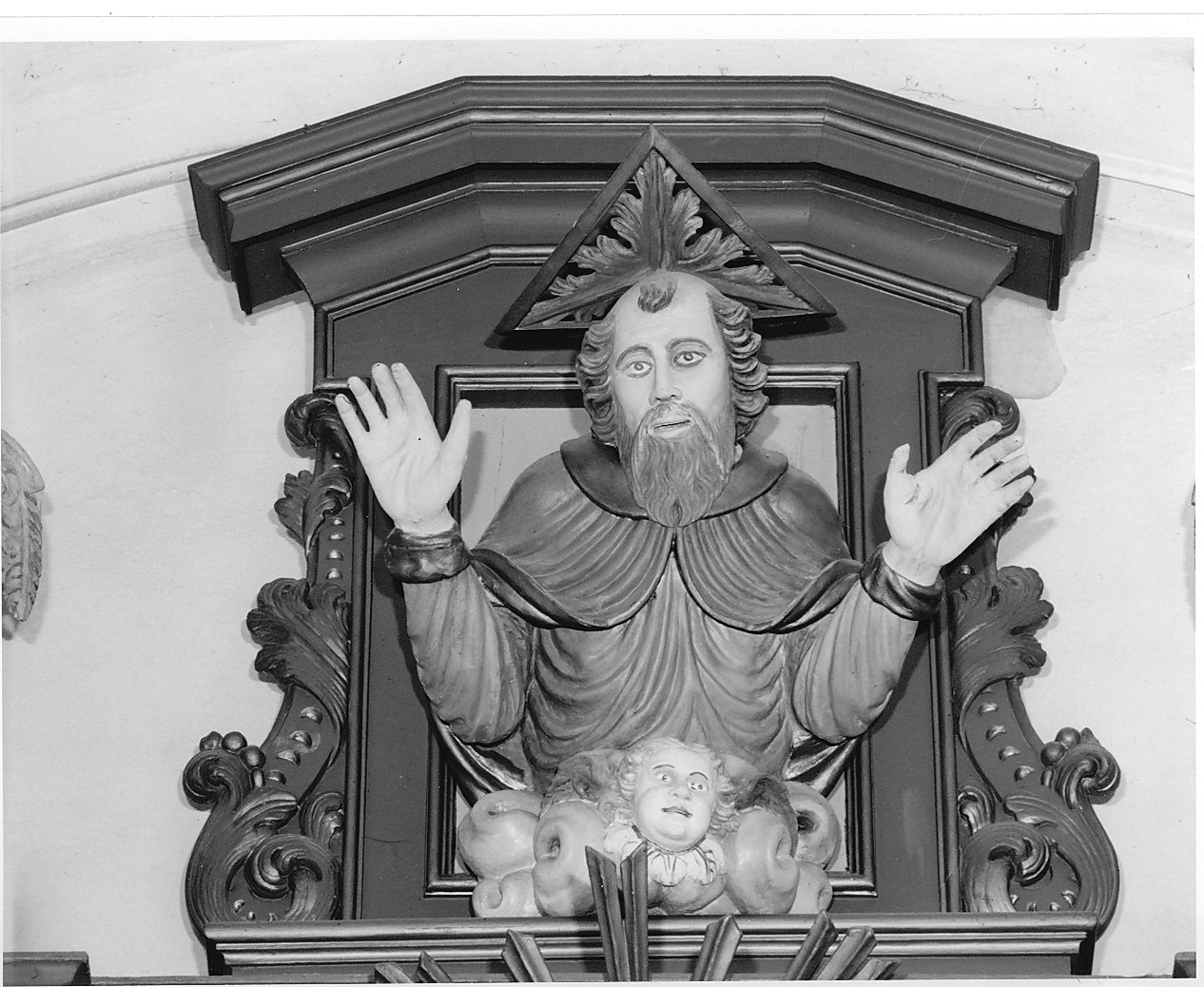 Dio Padre benedicente (statua, elemento d'insieme) - bottega lombarda (seconda metà sec. XVII)