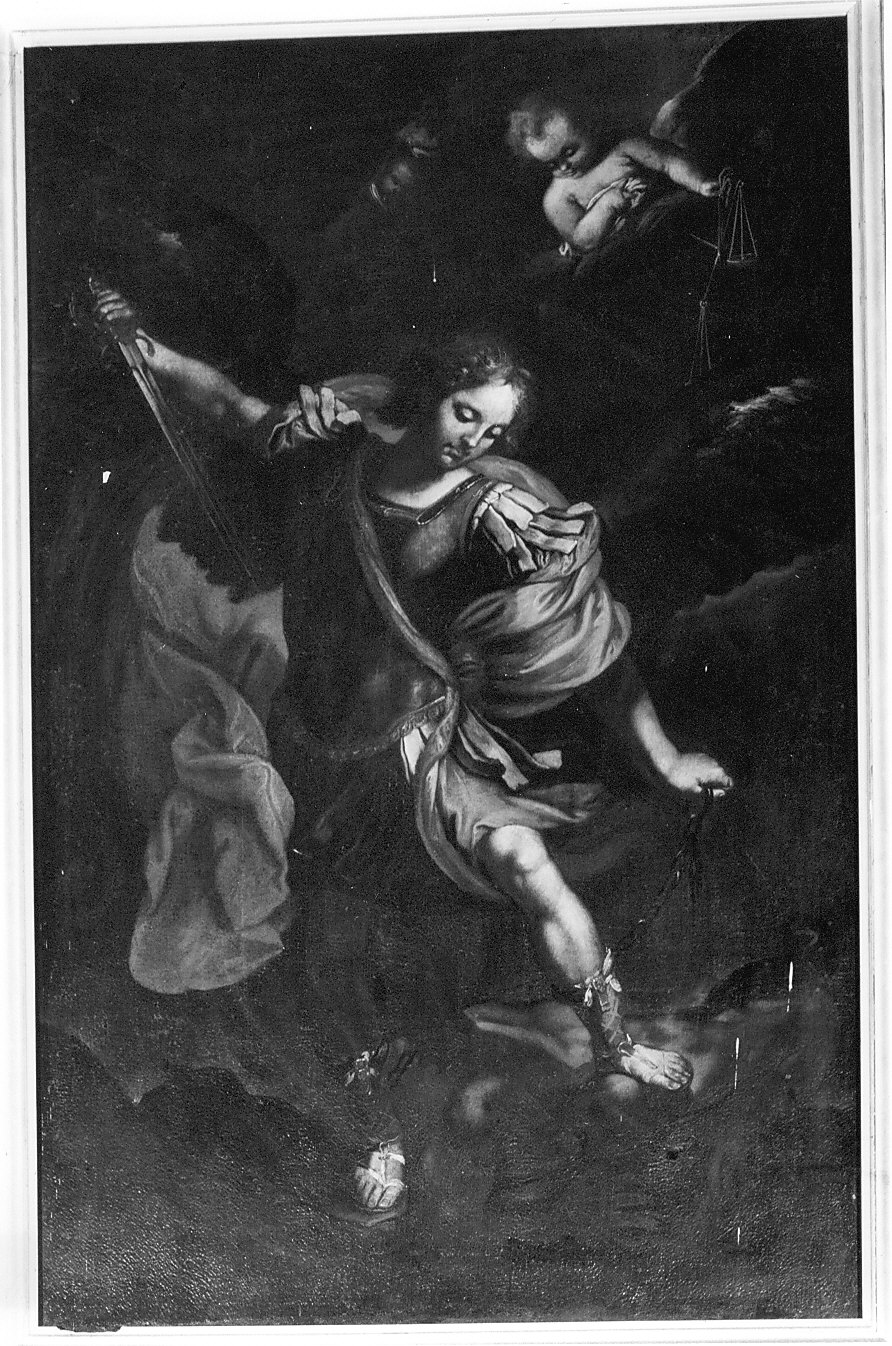 San Michele Arcangelo combatte il drago (dipinto, opera isolata) - ambito lombardo (fine/inizio secc. XVII/ XVIII)