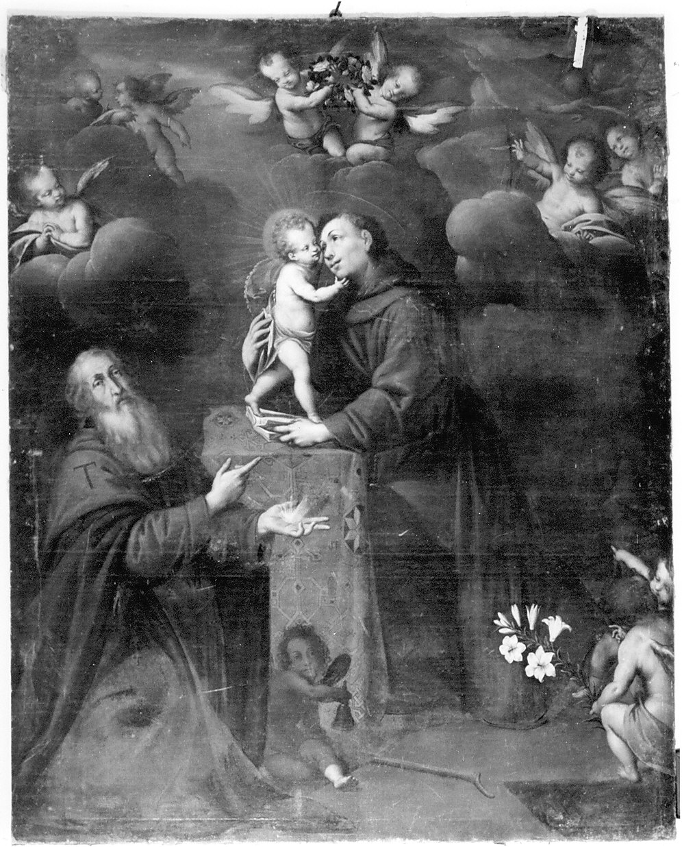 Sant'Antonio da Padova con il bambino (dipinto, opera isolata) - ambito lombardo (metà sec. XVII)