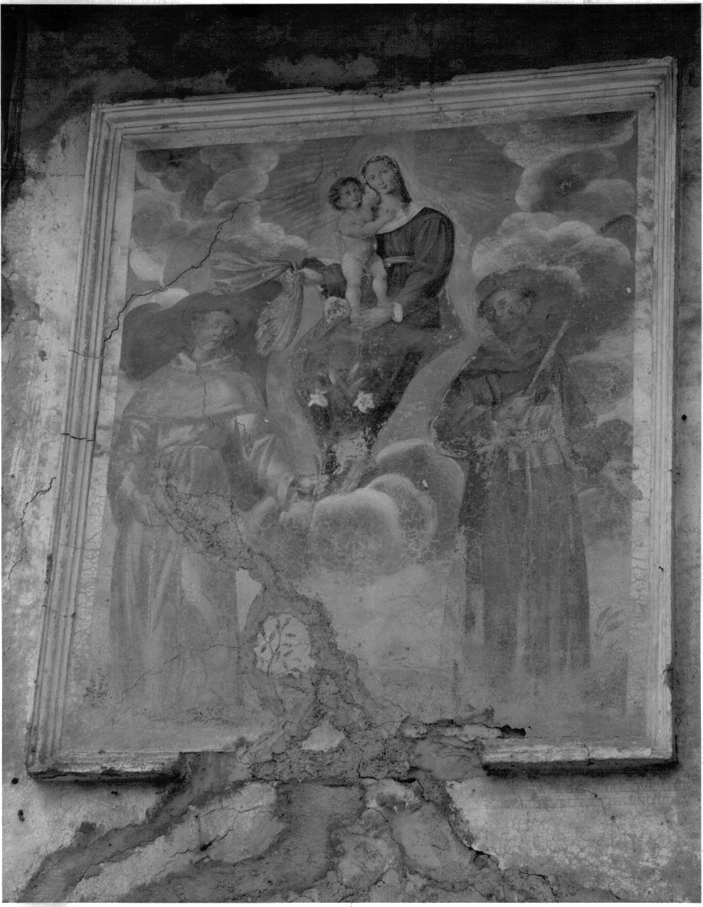 Madonna con Bambino e Santi (dipinto murale, opera isolata) - bottega lombarda (fine/inizio secc. XVII/ XVIII)