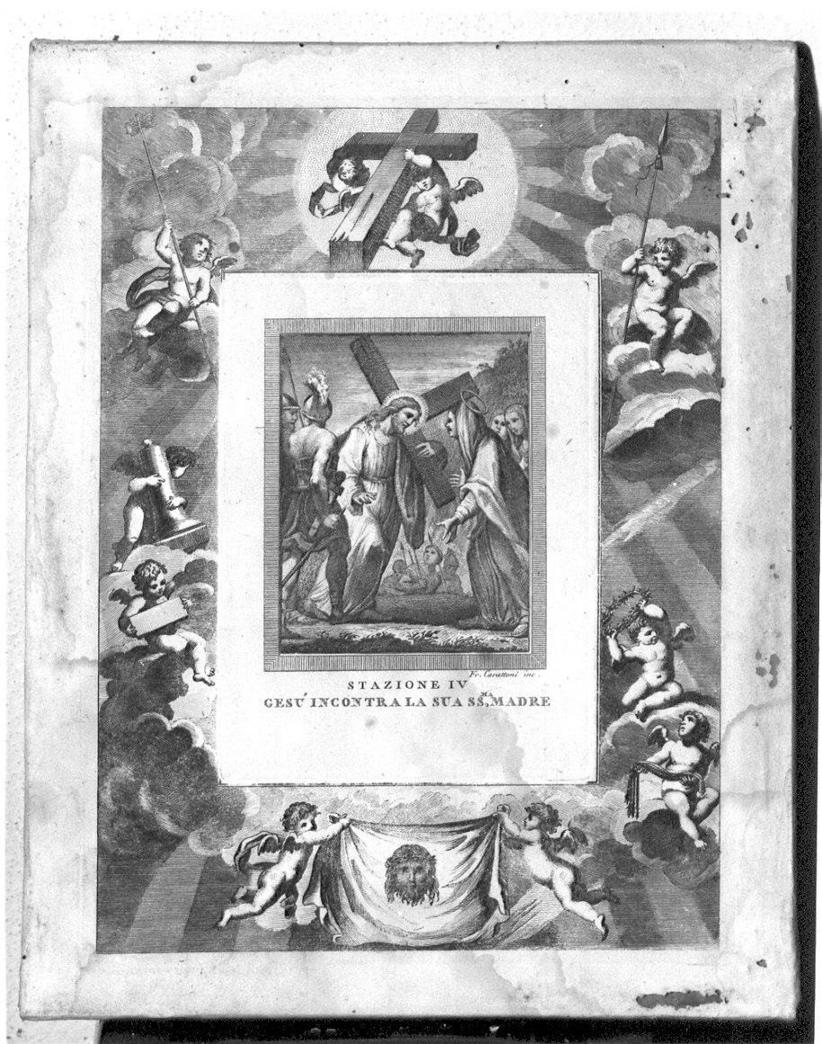 stazione IV: Gesù incontra la Madonna (stampa) - ambito italiano (sec. XIX)