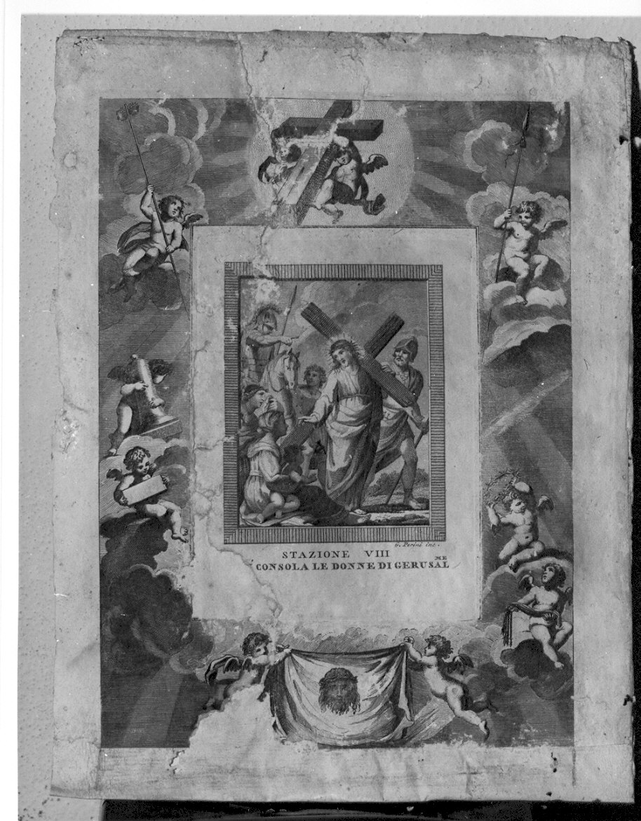 stazione VIII: Gesù consola le donne di Gerusalemme (stampa) - ambito italiano (sec. XIX)