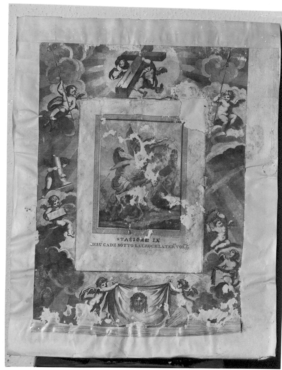 stazione IX: Gesù cade sotto la croce la terza volta (stampa) - ambito italiano (sec. XIX)