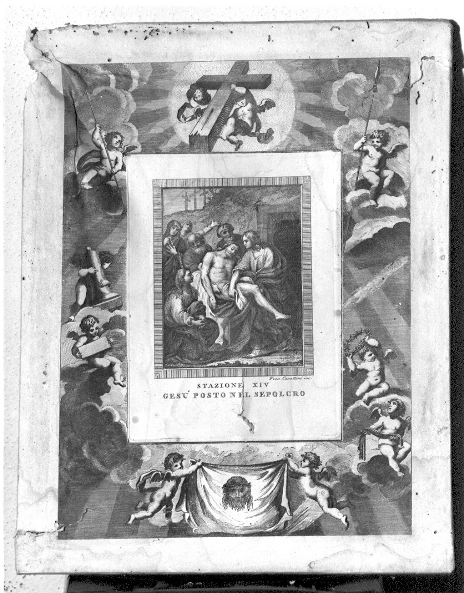 stazione XIV: Gesù deposto nel sepolcro (stampa) - ambito italiano (sec. XIX)