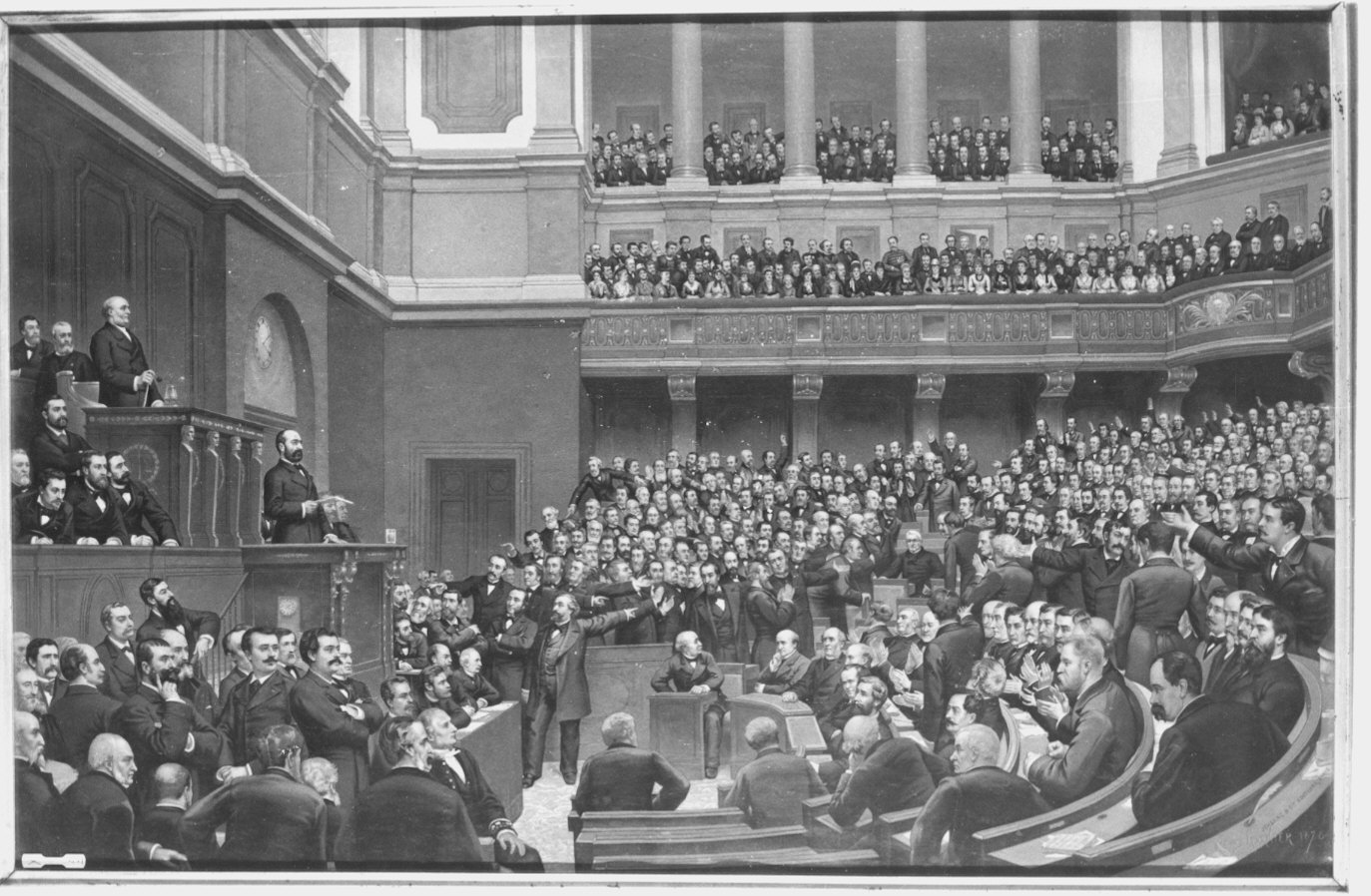 scena di parlamento (stampa) di Garnier Tony (attribuito) (fine sec. XIX)