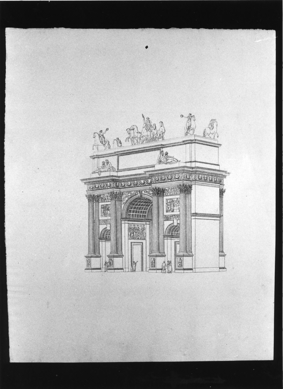 veduta dell'Arco della Pace a Milano (stampa) di Cagnola Luigi, Albertolli Ferdinando (sec. XIX)