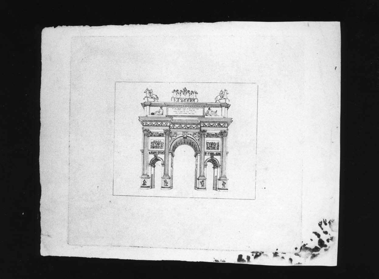 veduta dell'Arco della Pace a Milano (stampa) di Cagnola Luigi (sec. XIX)