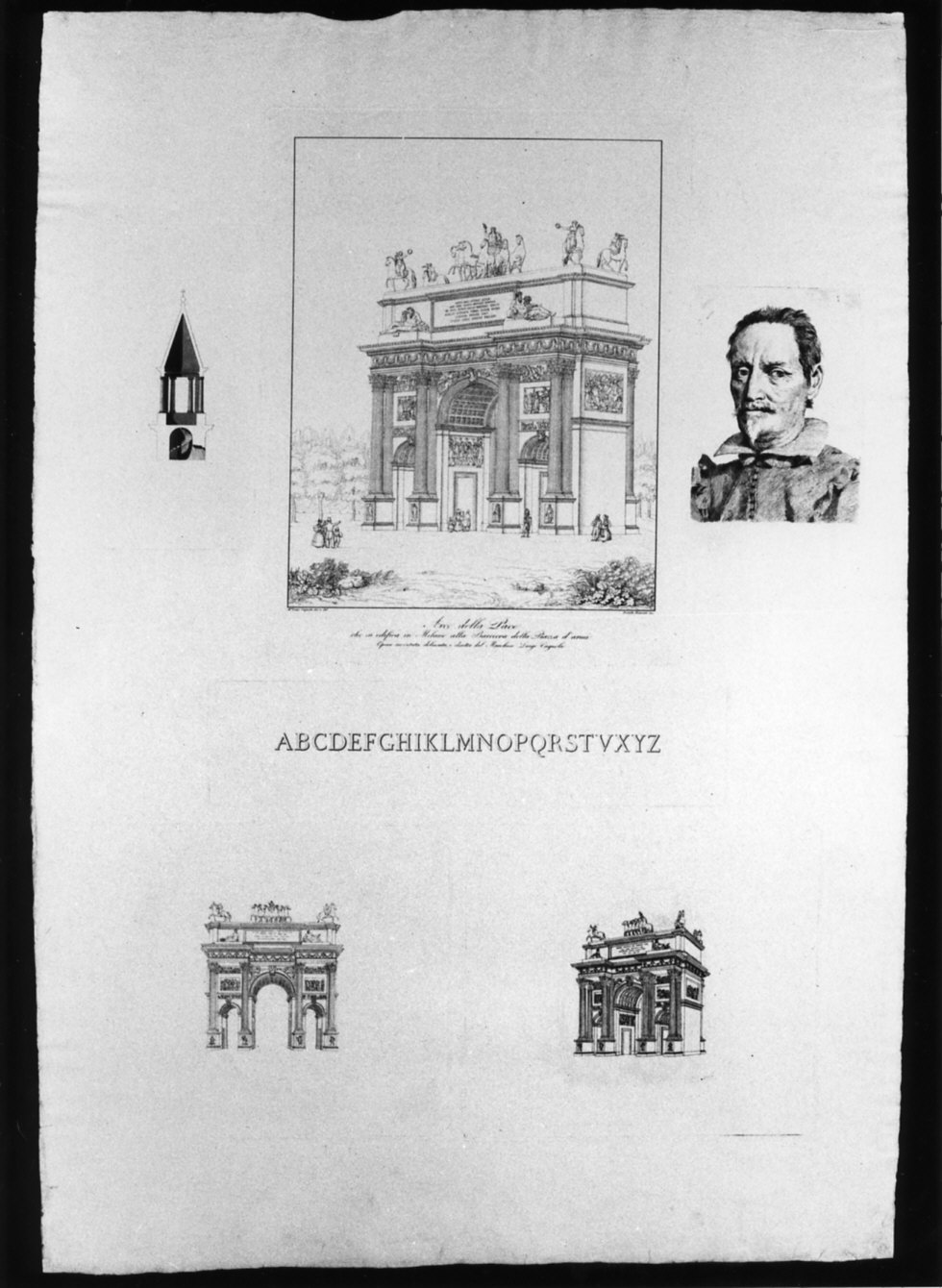 progetto architettonico: veduta prospettica dell'Arco della Pace (stampa) di Cagnola Luigi (sec. XIX)