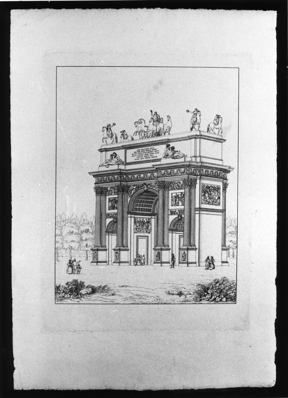 progetto architettonico: veduta prospettica dell'Arco della Pace (stampa) di Cagnola Luigi (sec. XIX)