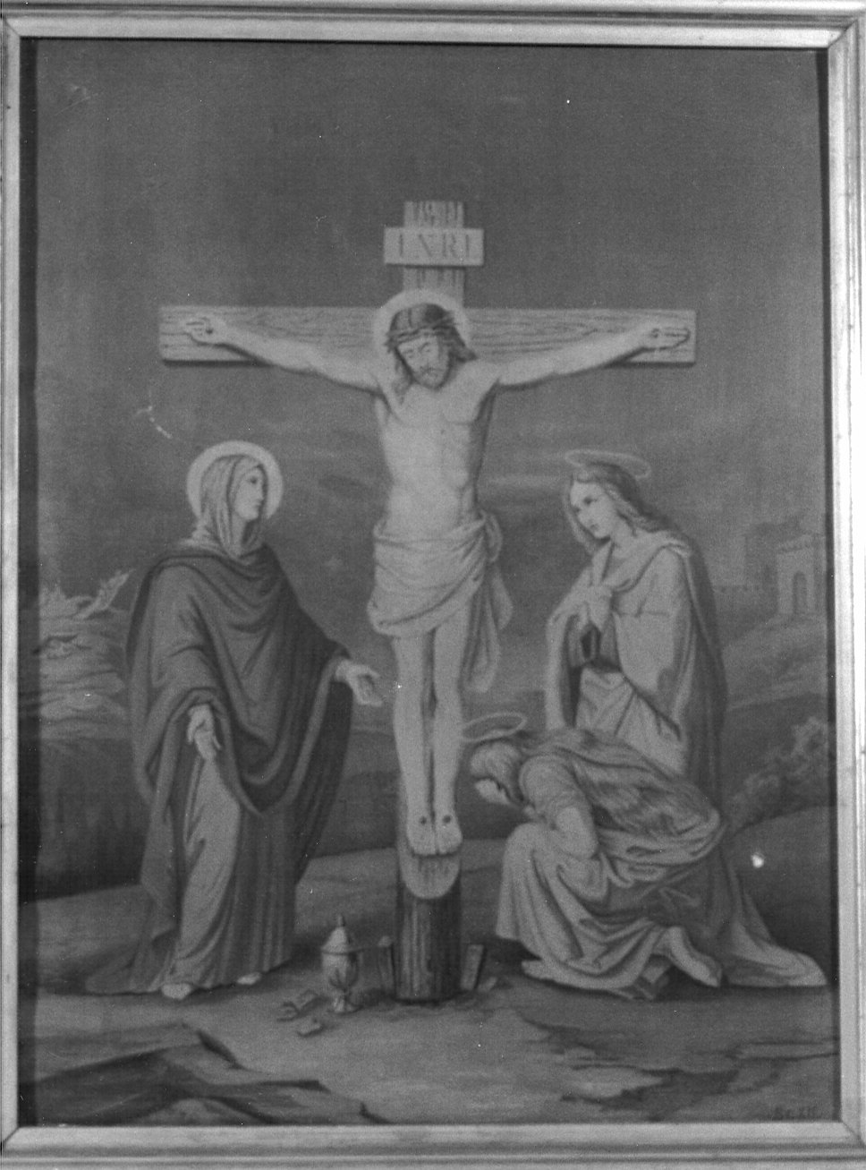 stazione XII: Gesù innalzato e morto in croce (stampa, elemento d'insieme) - ambito italiano (seconda metà sec. XIX)