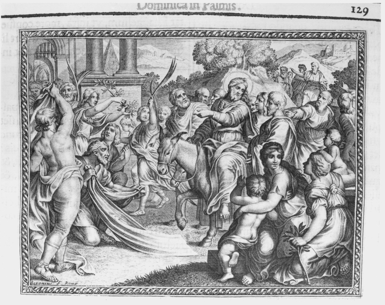entrata di Cristo in Gerusalemme (stampa) di Baron Jean (attribuito) (sec. XVII)