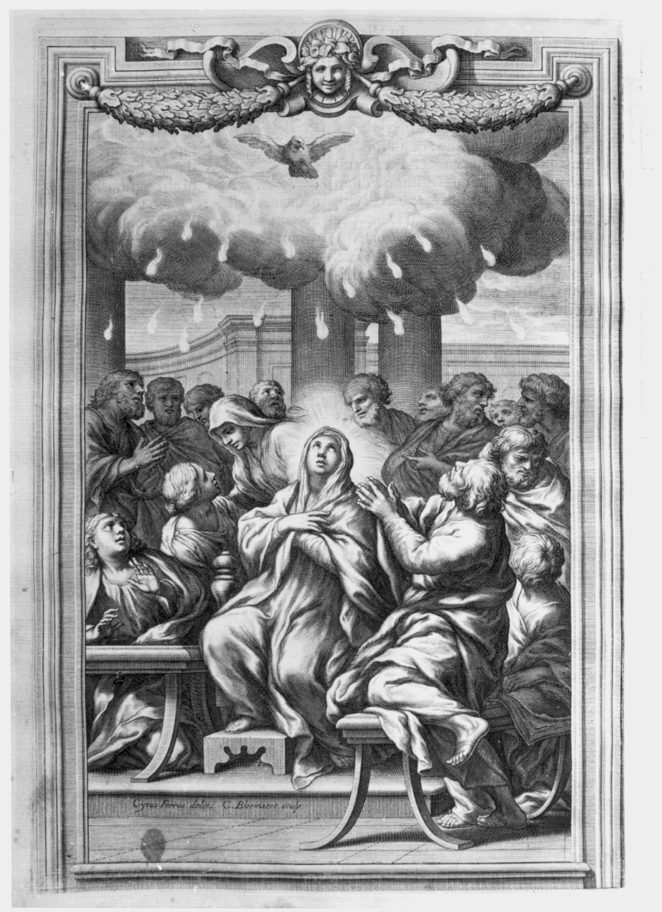 Pentecoste (stampa) di Bloemaert Cornelis il Giovane (attribuito), Ferri Ciro (attribuito) (sec. XVII)