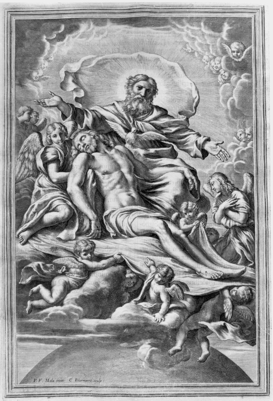 Trinità (stampa) di Bloemaert Cornelis il Giovane (attribuito), Mola Pier Francesco (attribuito) (sec. XVII)