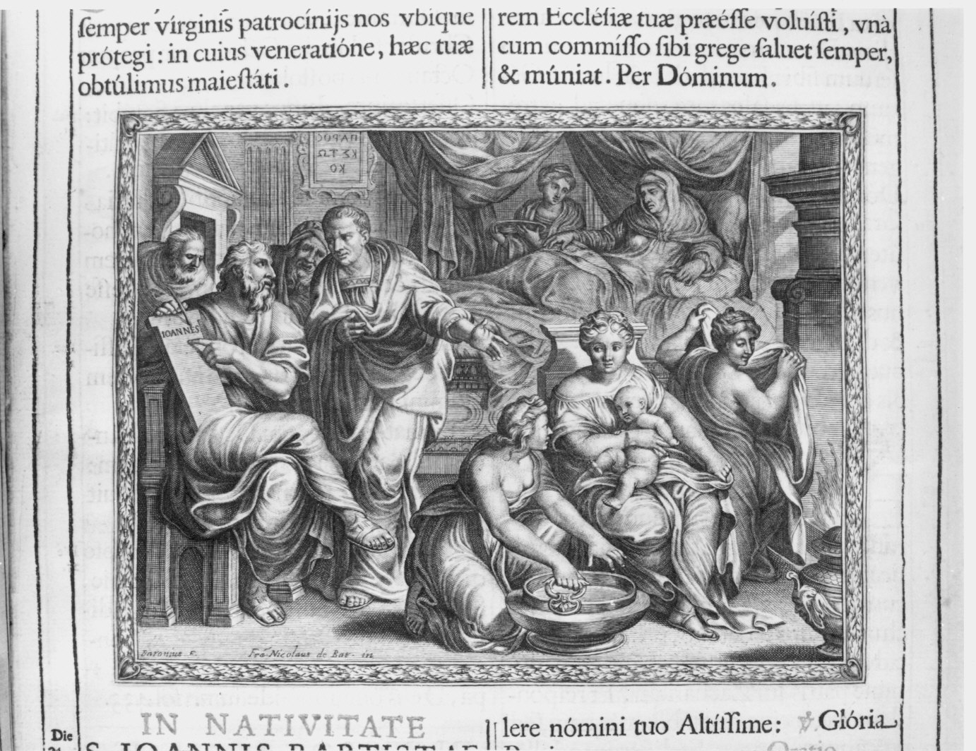 nascita di San Giovanni Battista (stampa) di Baron Jean (attribuito), Lorrain Nicolas François (attribuito) (sec. XVII)
