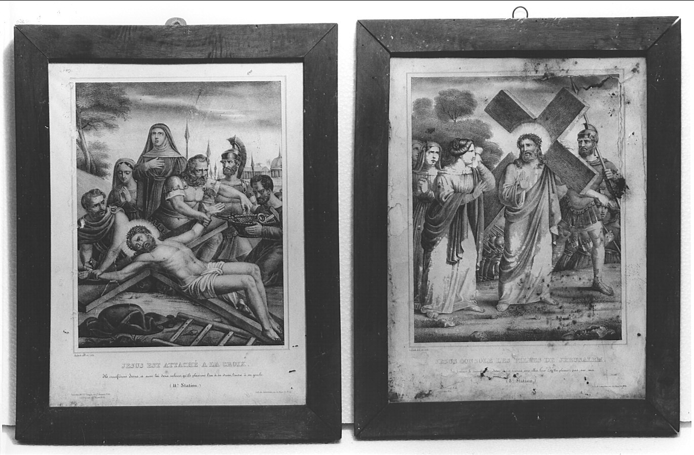stazione XI: Gesù inchiodato alla croce (stampa, elemento d'insieme) - ambito francese (sec. XIX)