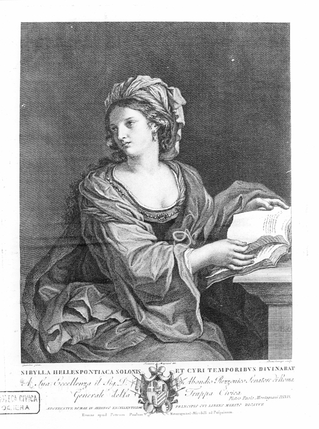 Sibilla Ellespontica (stampa) di Cunego Domenico (attribuito), Guercino (attribuito), Magnani Giovanni (attribuito) (seconda metà sec. XVIII)