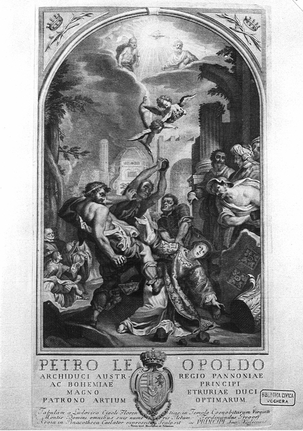 Martirio di Santo Stefano, lapidazione di Santo Stefano (stampa) di Gregori Ferdinando (attribuito), Cardi Ludovico (attribuito) (seconda metà sec. XVIII)