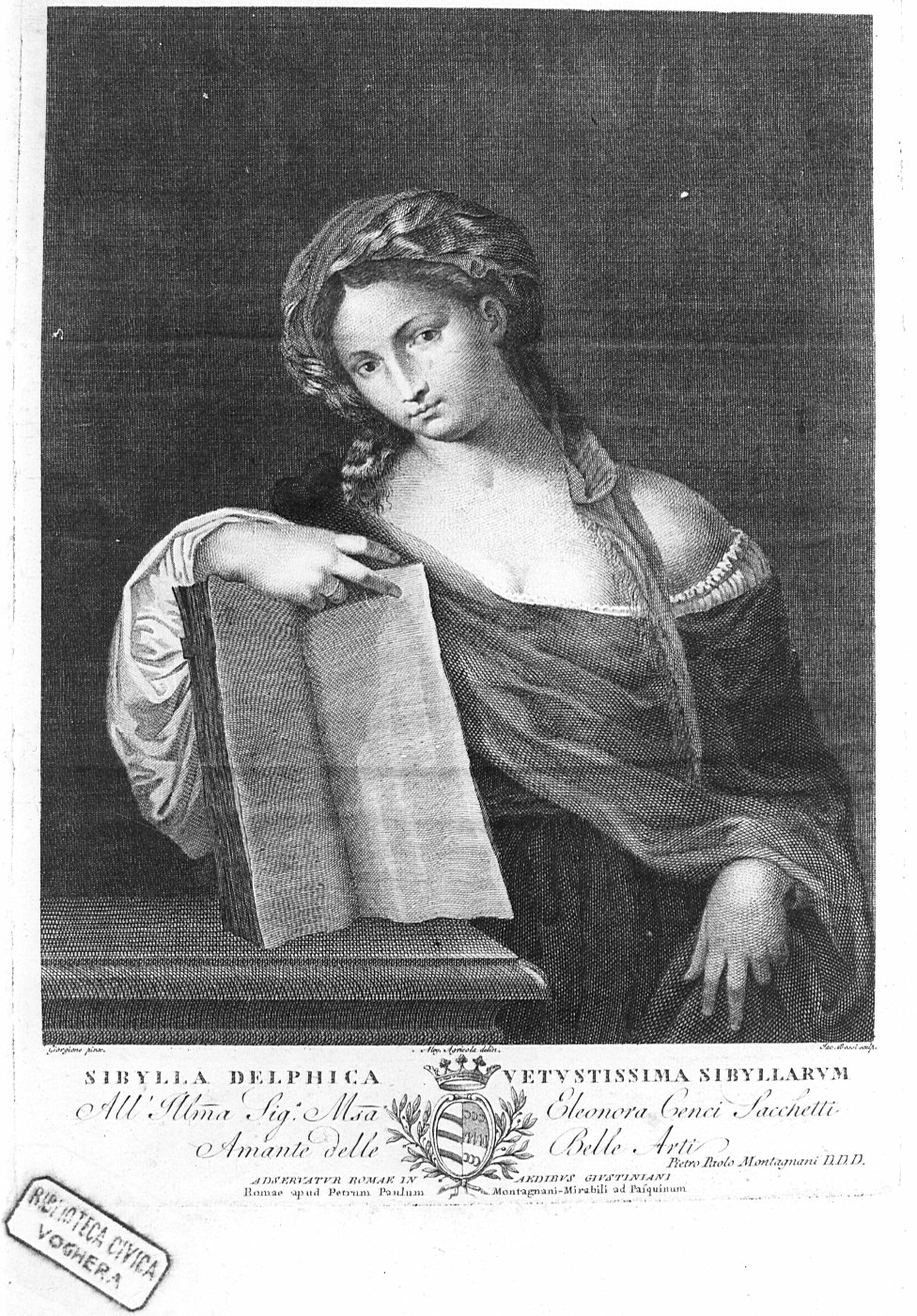 Sibilla Delfica (stampa) di Giorgione (attribuito), Agricola Aloy (attribuito) (seconda metà sec. XVIII)