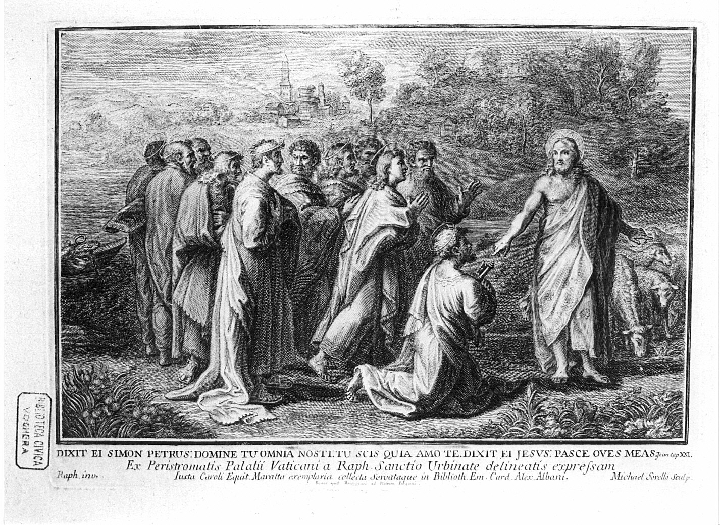 Cristo predica sul lago di Tiberiade (stampa) di Sorellò Miguel de (attribuito), Sanzio Raffaello (attribuito) (seconda metà sec. XVIII)