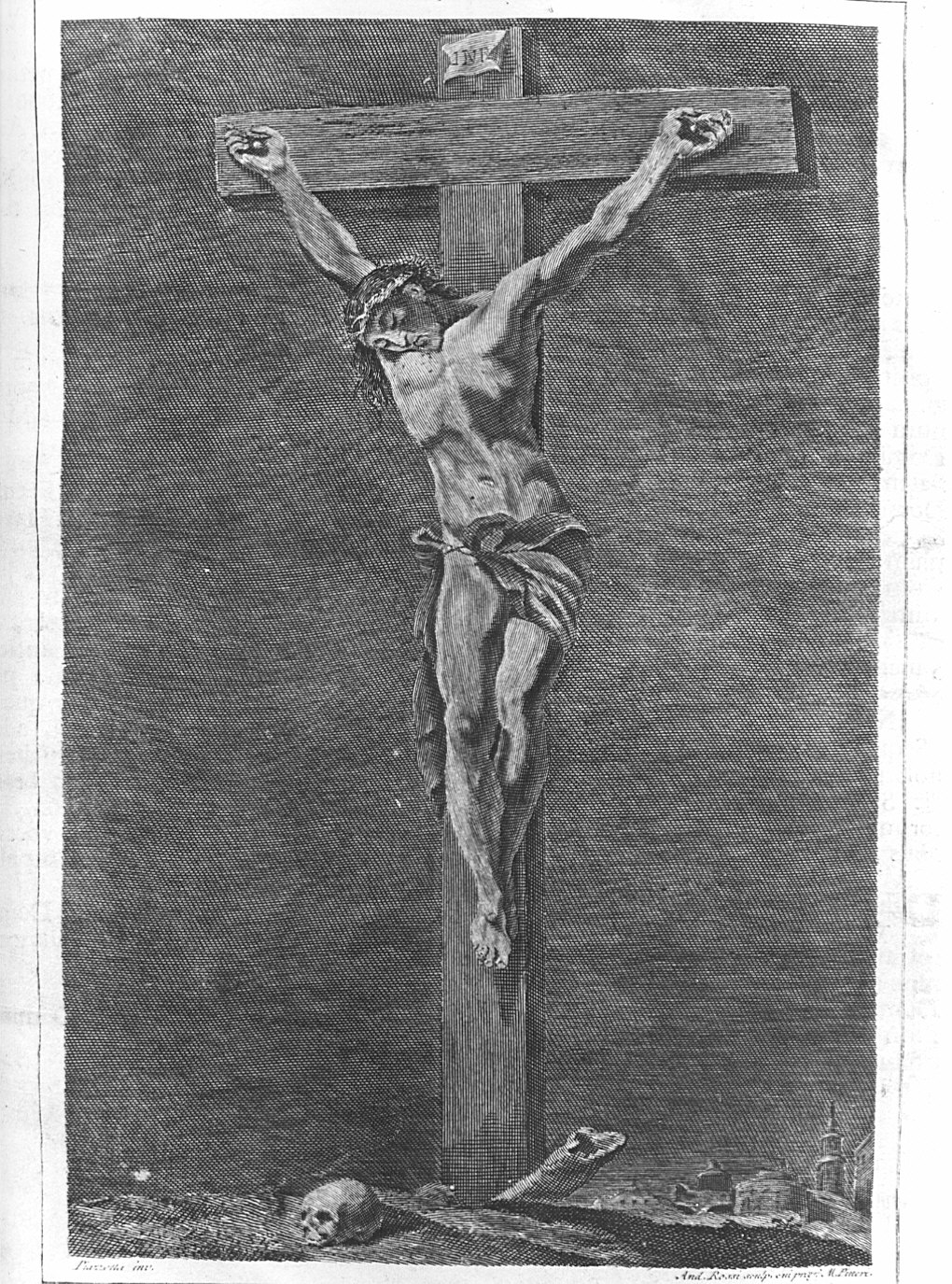 Cristo crocifisso (stampa) di Pitteri Marco Alvise, Piazzetta Giovanni Battista (sec. XVIII)