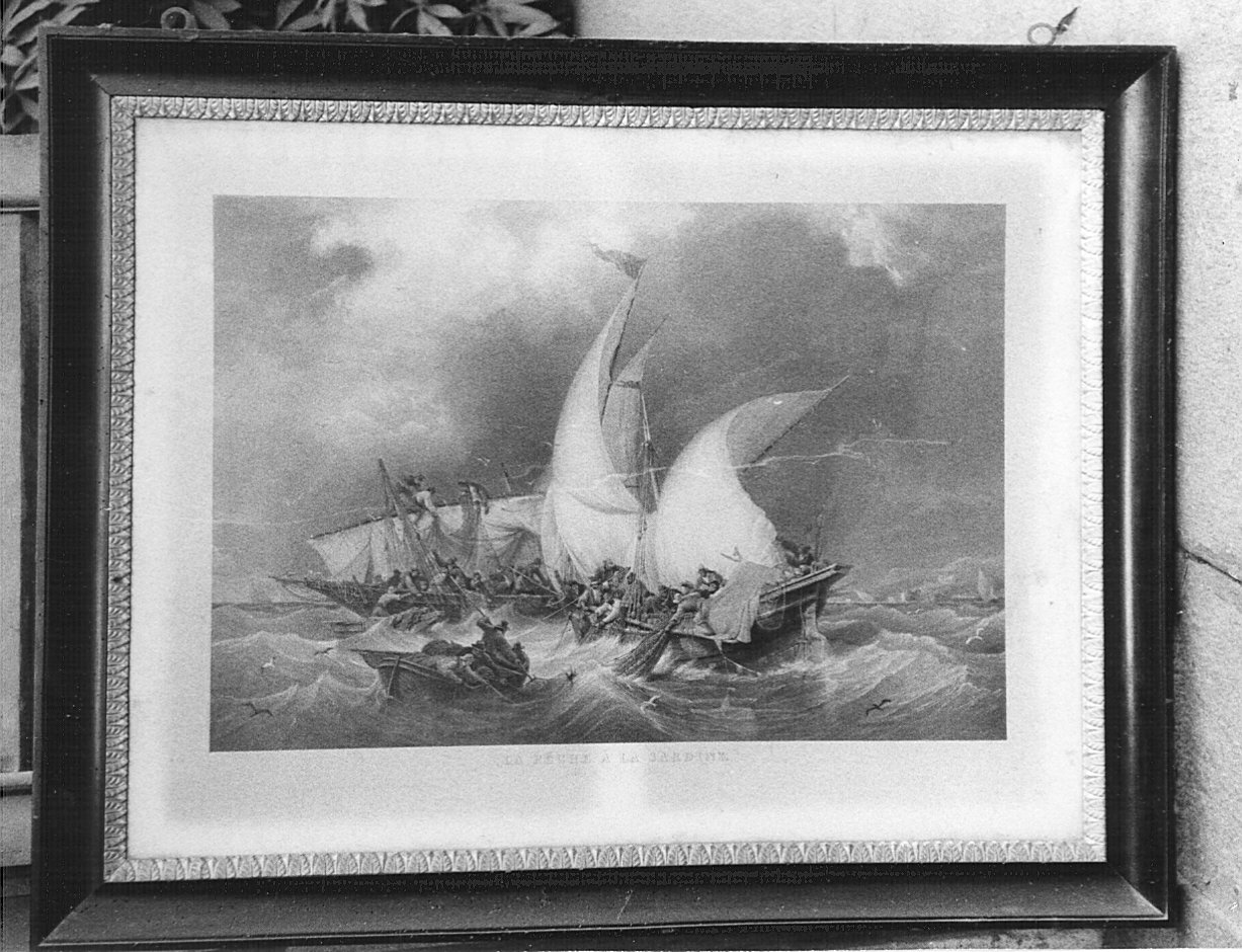 La Peche à la sardide dans le golfe de Sènes, paesaggio marino (stampa) - ambito italiano (prima metà sec. XIX)