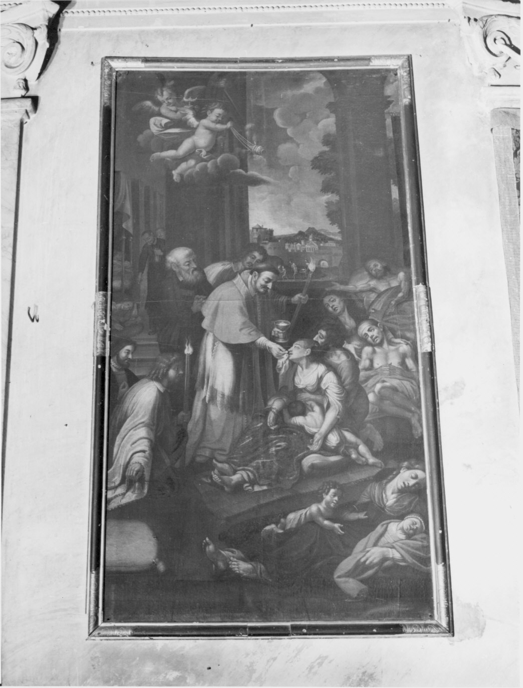 San Carlo Borromeo comunica gli appestati (dipinto, pendant) - ambito lombardo (ultimo quarto sec. XVII)