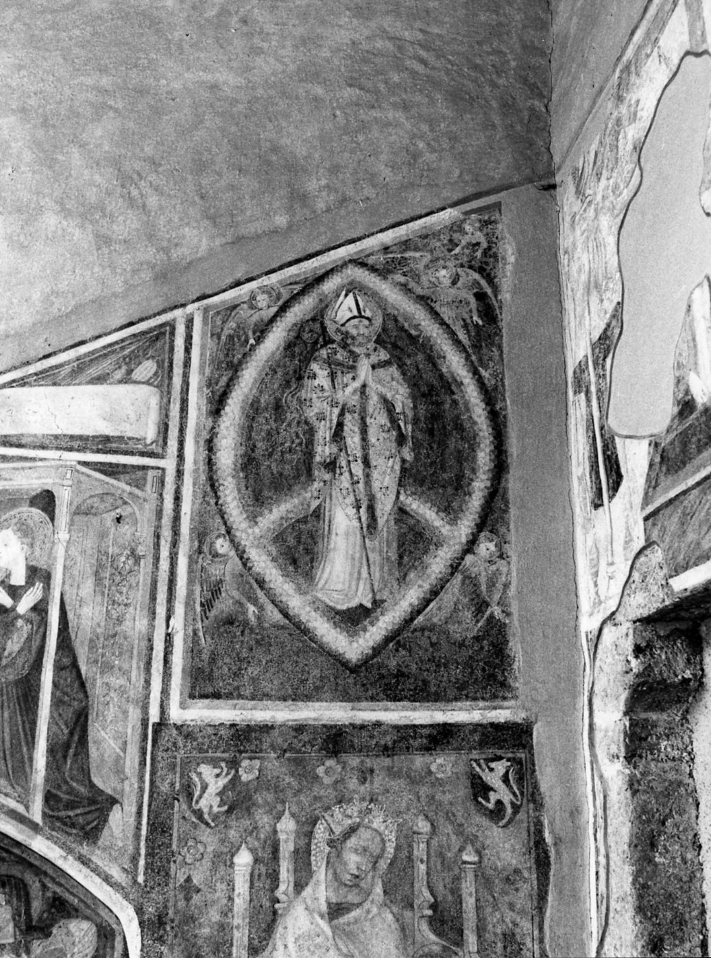 Sant'Ambrogio (dipinto murale, opera isolata) - ambito lombardo (primo quarto sec. XV)