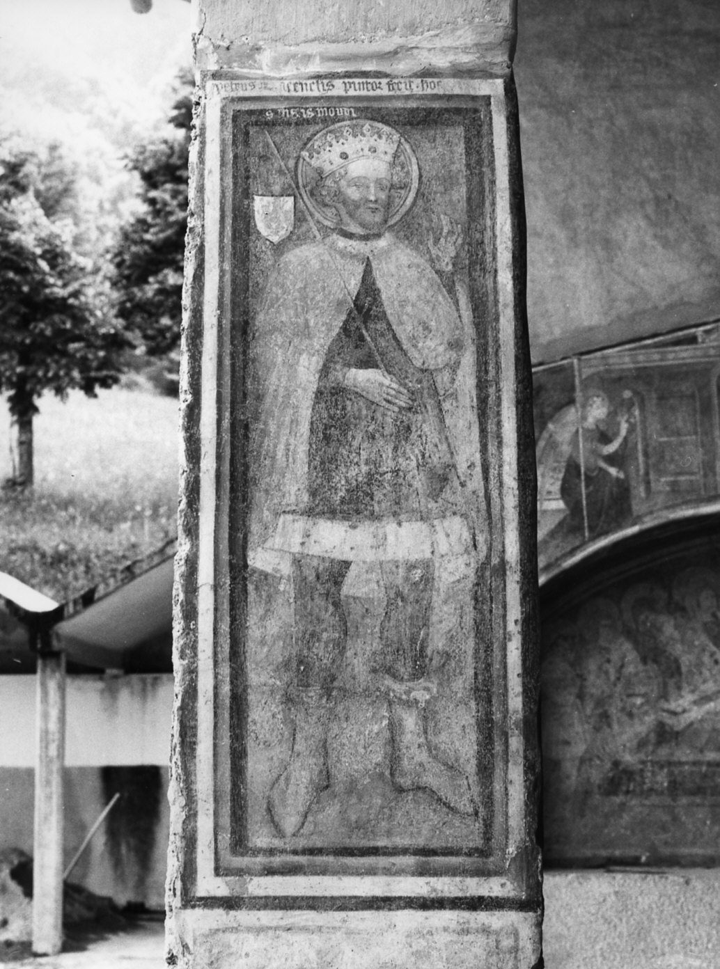 San Sigismondo (dipinto murale, opera isolata) di Asenelis Petrus de (sec. XV)