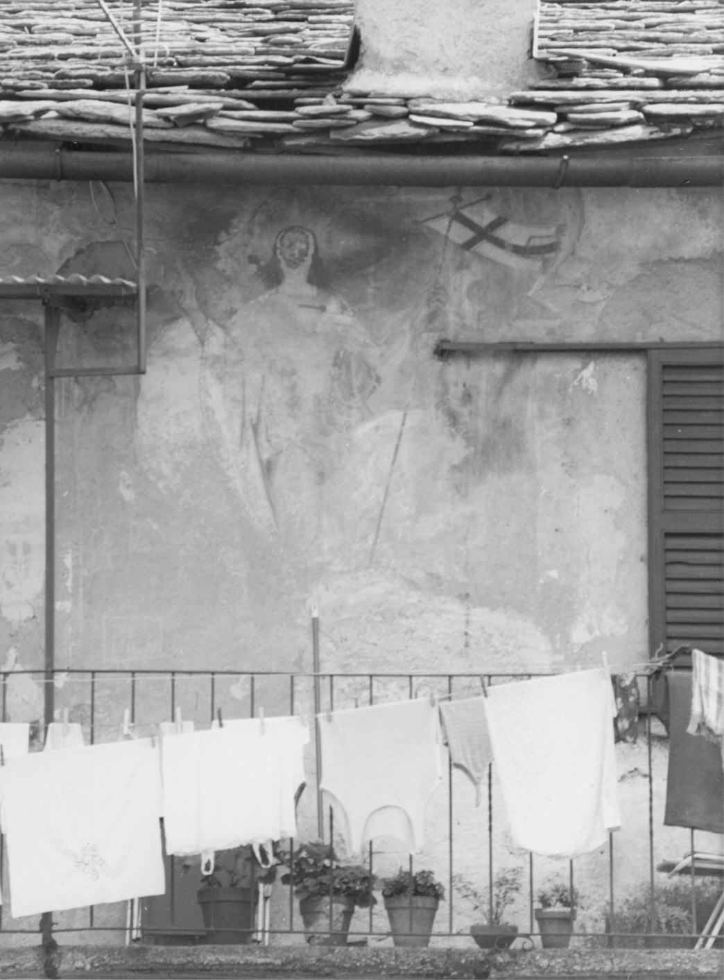 Cristo redentore benedicente (dipinto murale) - ambito lombardo (sec. XVI)