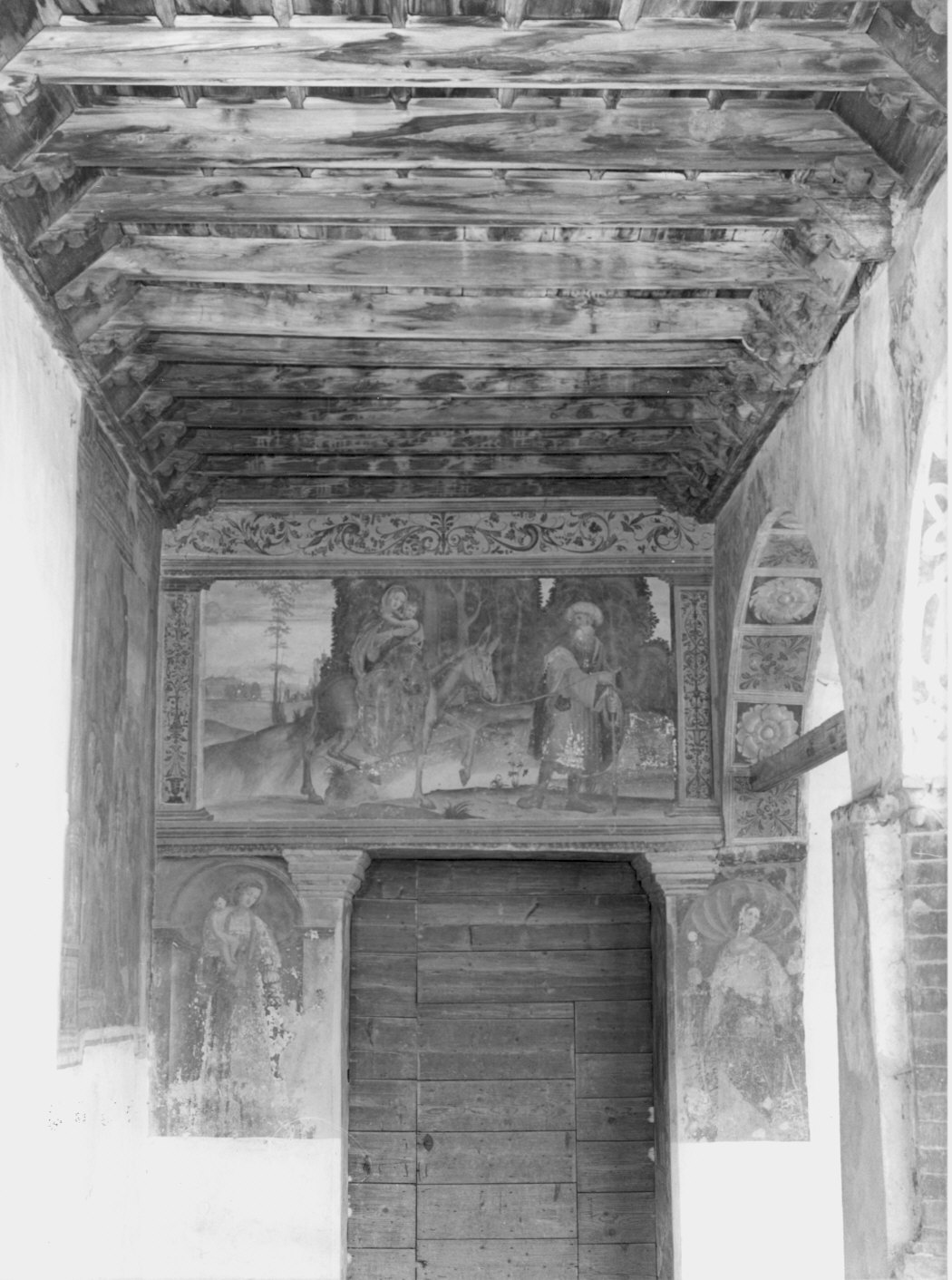 fuga in Egitto (dipinto murale) di Pezzi Domenico (attribuito) (primo quarto sec. XVI)