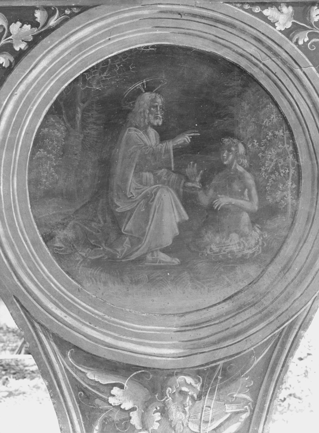 creazione di Adamo (dipinto murale, elemento d'insieme) - ambito lombardo (sec. XVI)