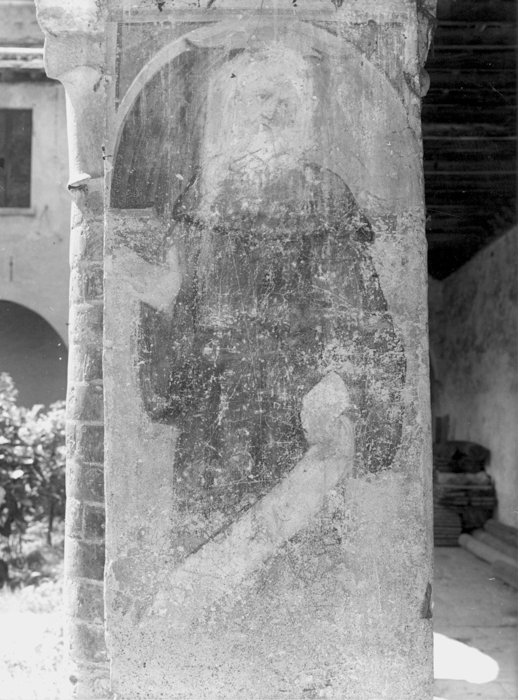 santo agostiniano (dipinto murale) - ambito lombardo (primo quarto sec. XVI)