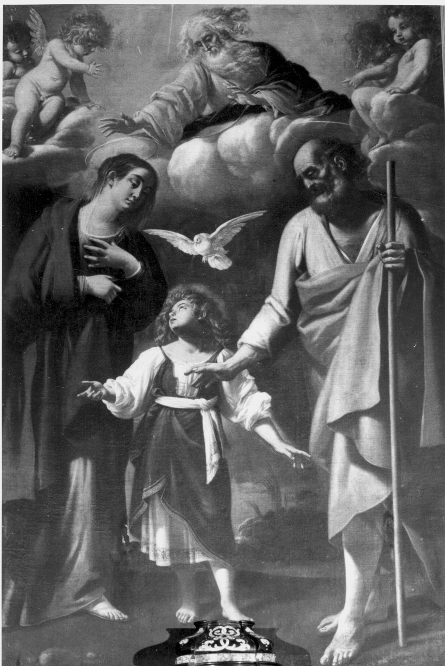 Sacra Famiglia e Trinità (dipinto, opera isolata) di Baglione Giovanni (attribuito) (sec. XVII)