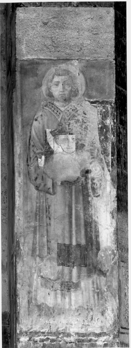 Santo (dipinto murale) - ambito lombardo (seconda metà sec. XIII, sec. XV)
