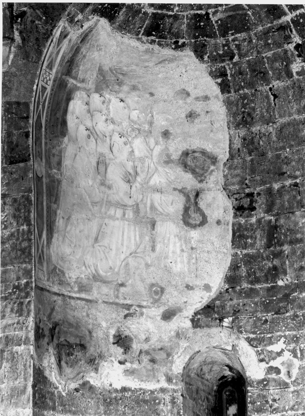 Confratelli della Scuola di San Giovanni (dipinto murale) - ambito lombardo (sec. XIV)