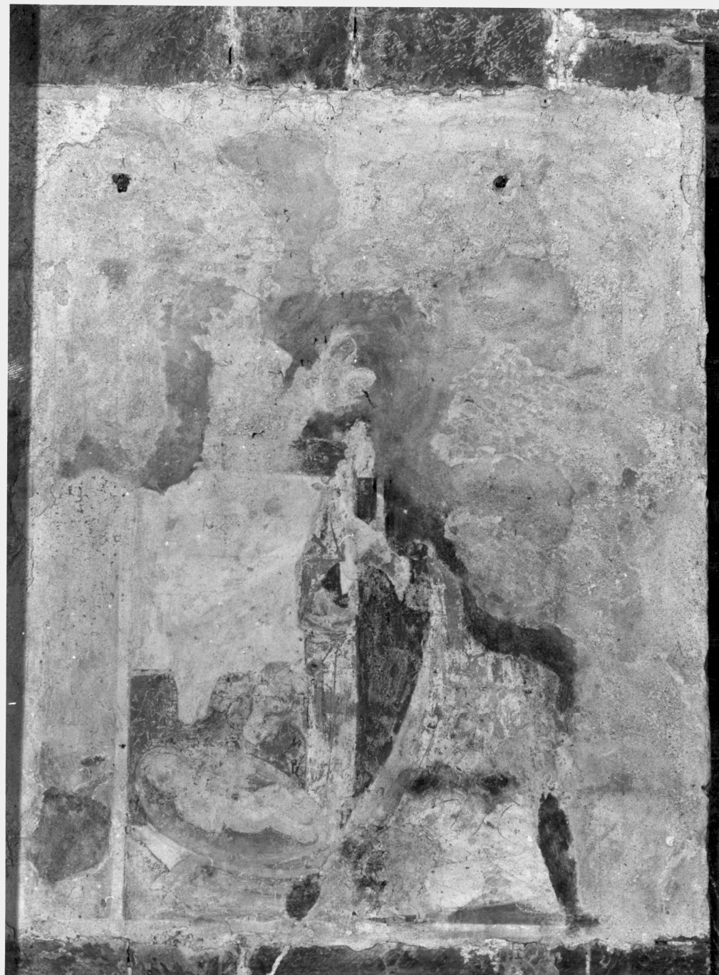 adorazione di Gesù Bambino (dipinto murale) - ambito lombardo (sec. XIV, sec. XV)