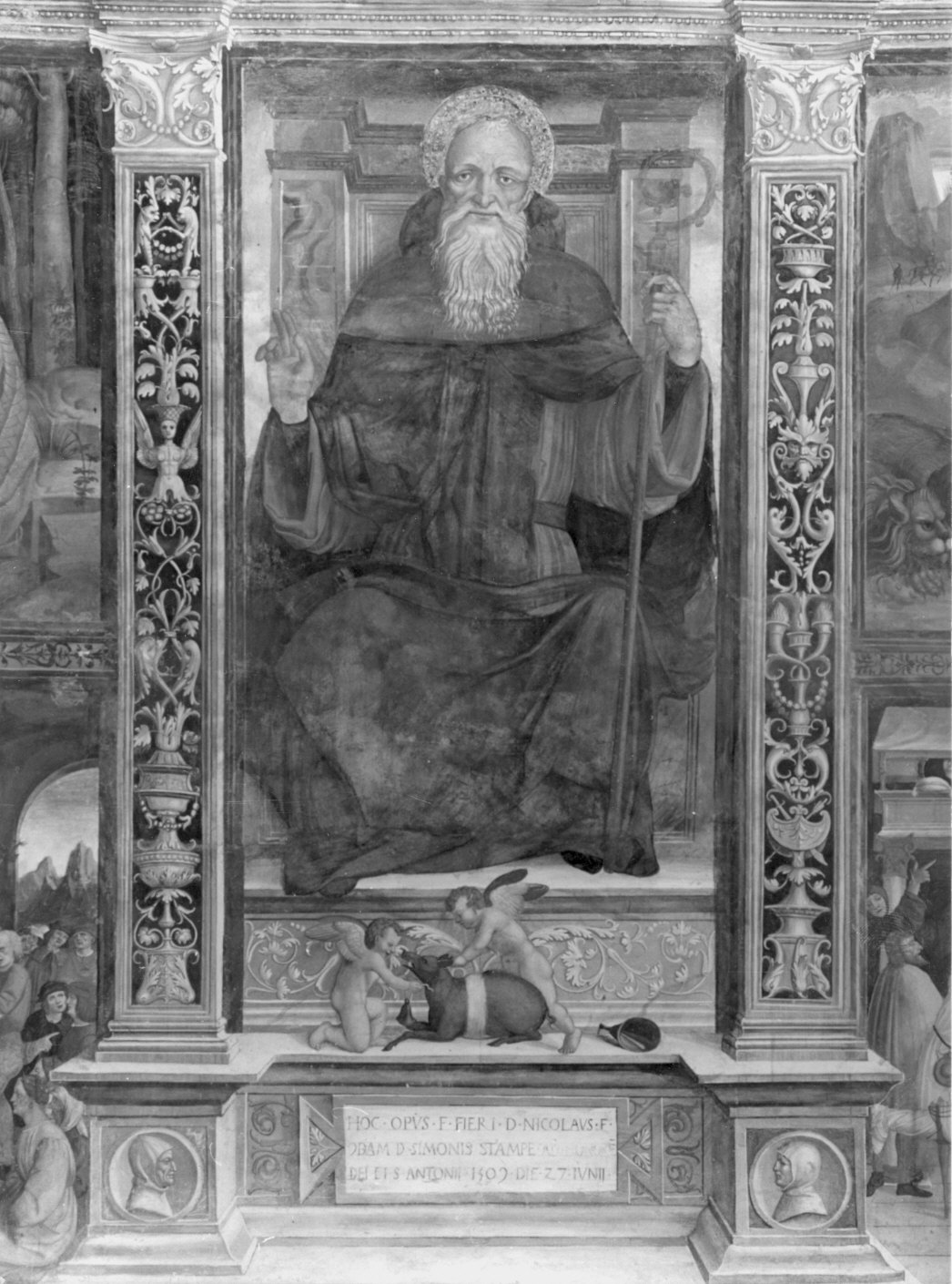 Sant'Antonio Abate (dipinto murale, elemento d'insieme) di De Magistris Sigismondo (attribuito) (sec. XVI)