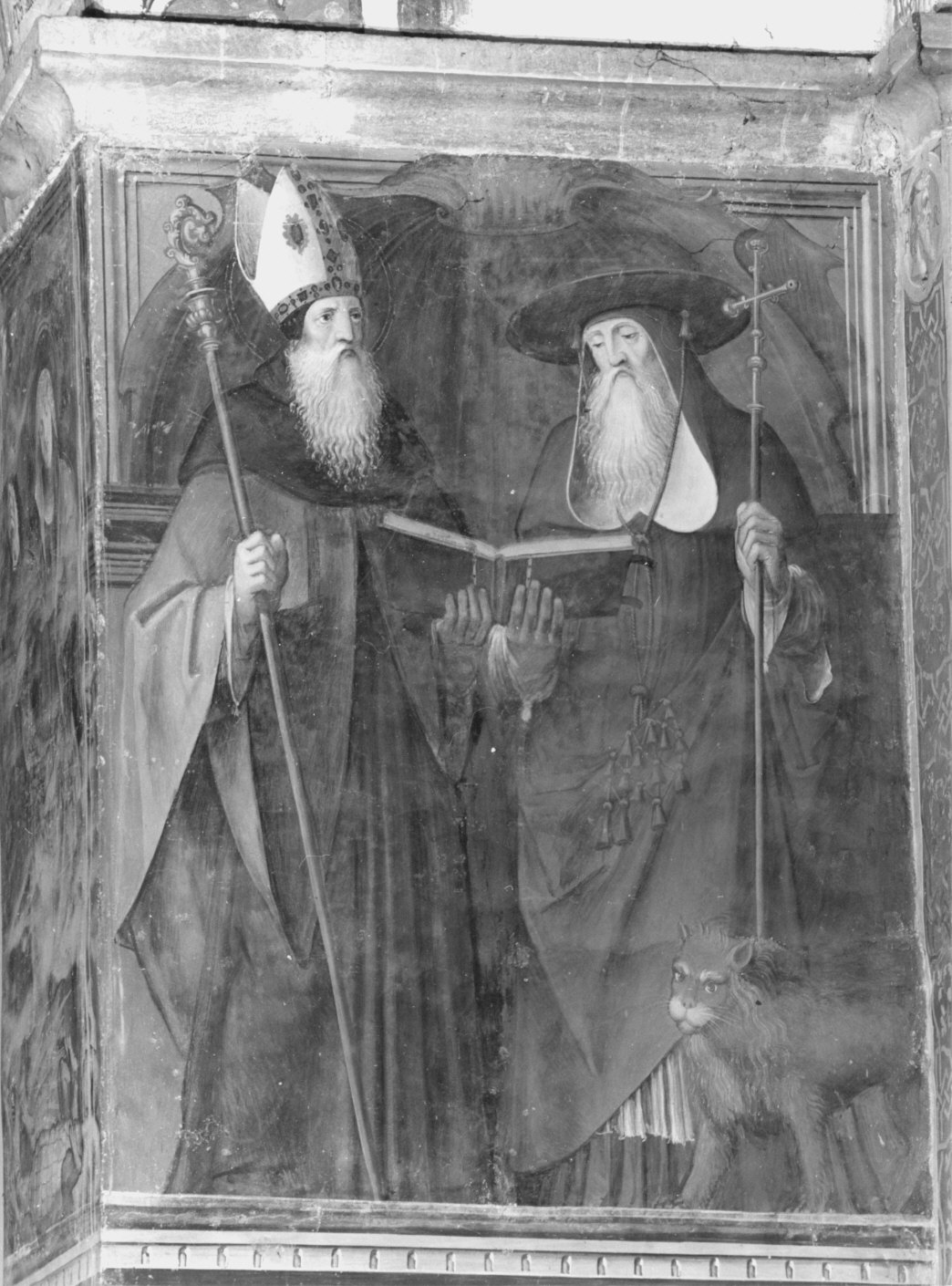 San Girolamo/ santo vescovo (Sant'Agostino ?) (dipinto murale, elemento d'insieme) di Pezzi Domenico (attribuito) (sec. XVI)