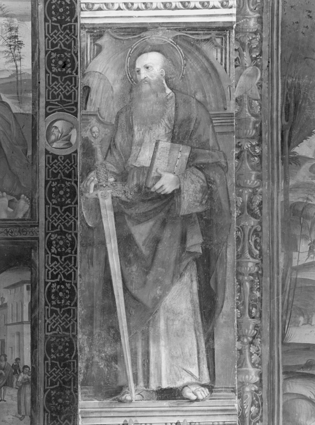 San Paolo Apostolo (dipinto murale, elemento d'insieme) di Pezzi Domenico (attribuito) (sec. XVI)