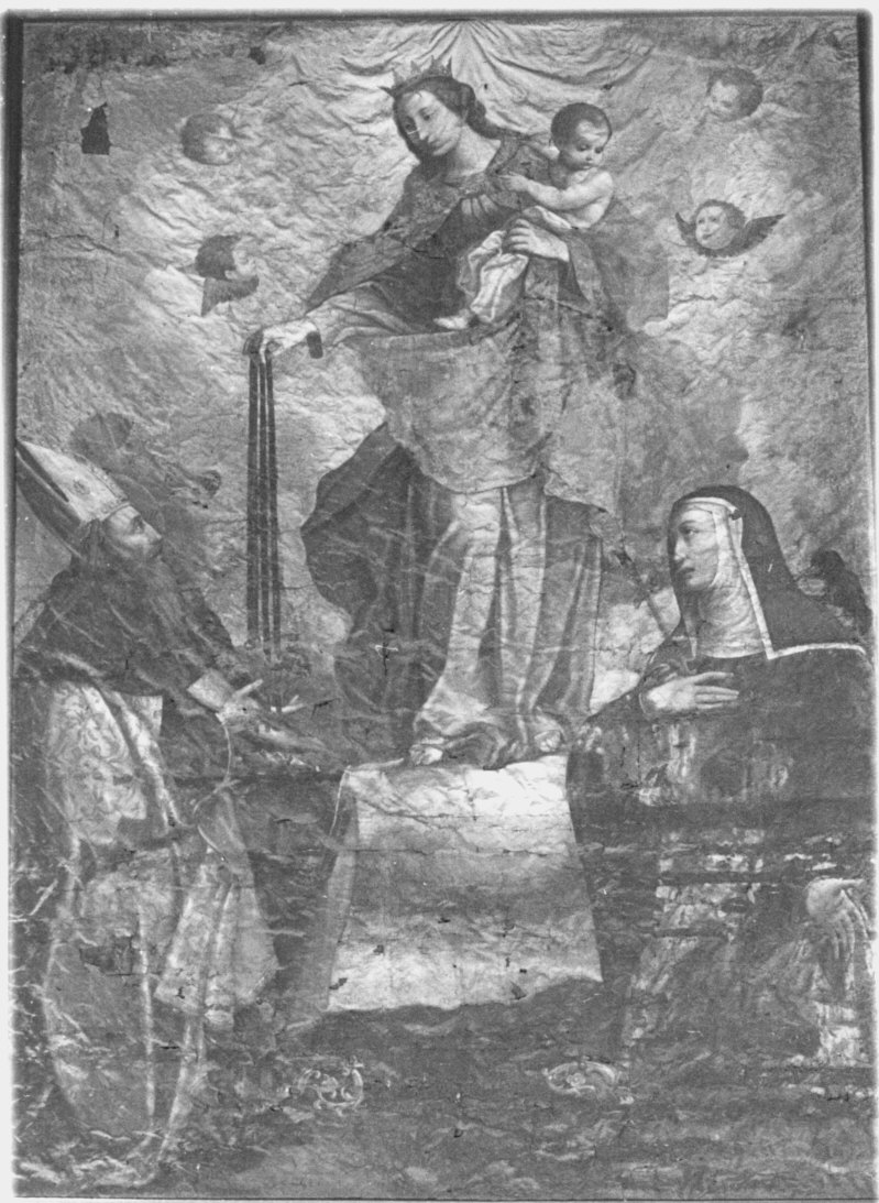 Madonna con Bambino che porge cintole a Sant'Agostino e Santa Monica (dipinto) - ambito lombardo, ambito lombardo (sec. XVIII)