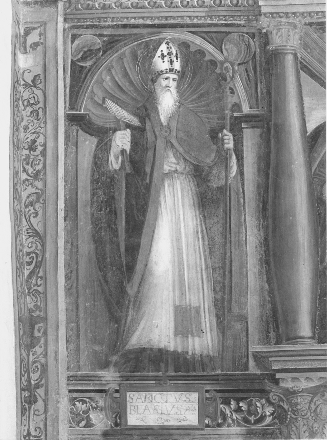 San Biagio (dipinto murale, elemento d'insieme) di Pezzi Domenico (attribuito) (sec. XVI)