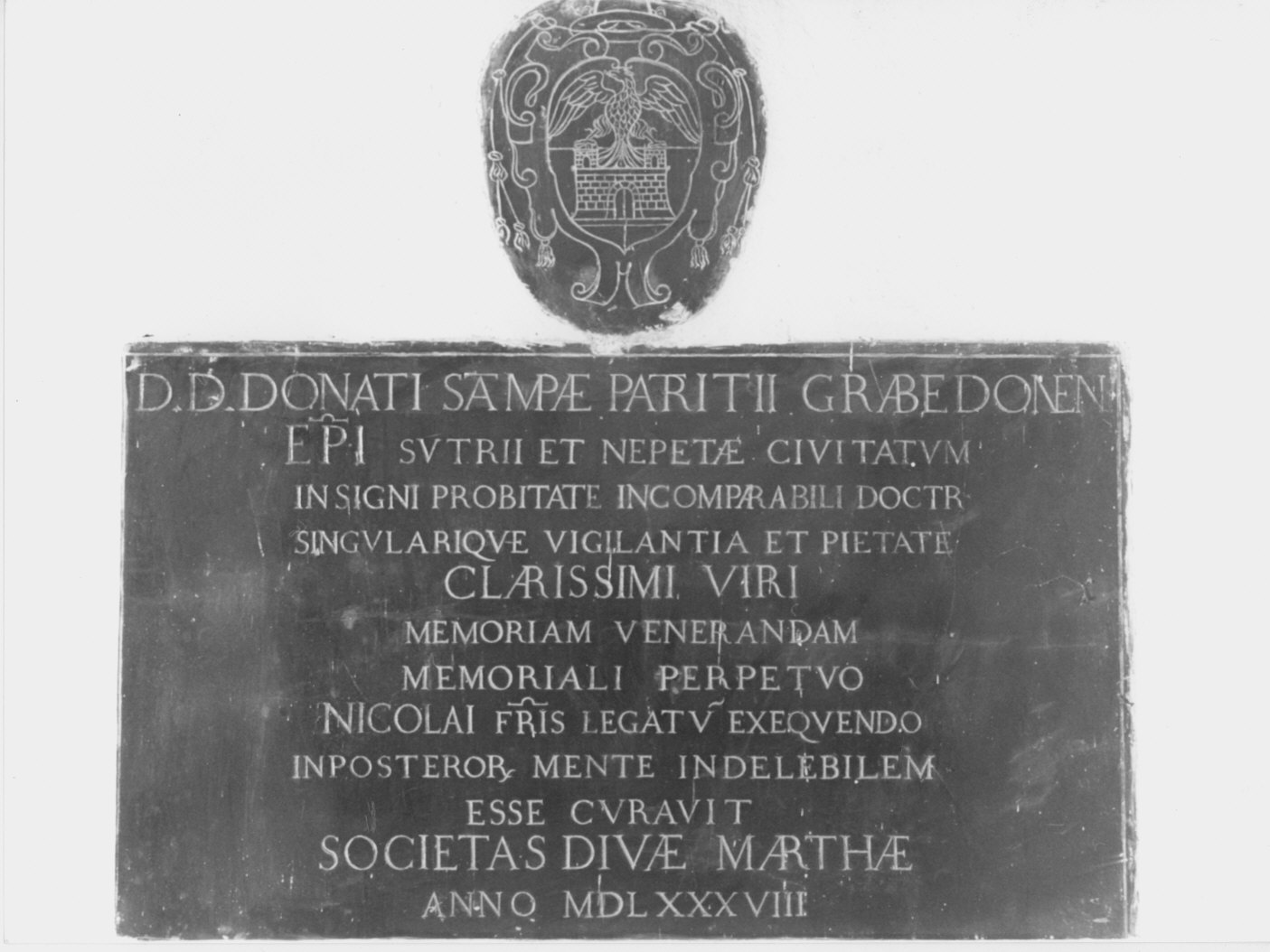 iscrizione (lapide commemorativa) - bottega lombarda (ultimo quarto sec. XVI)