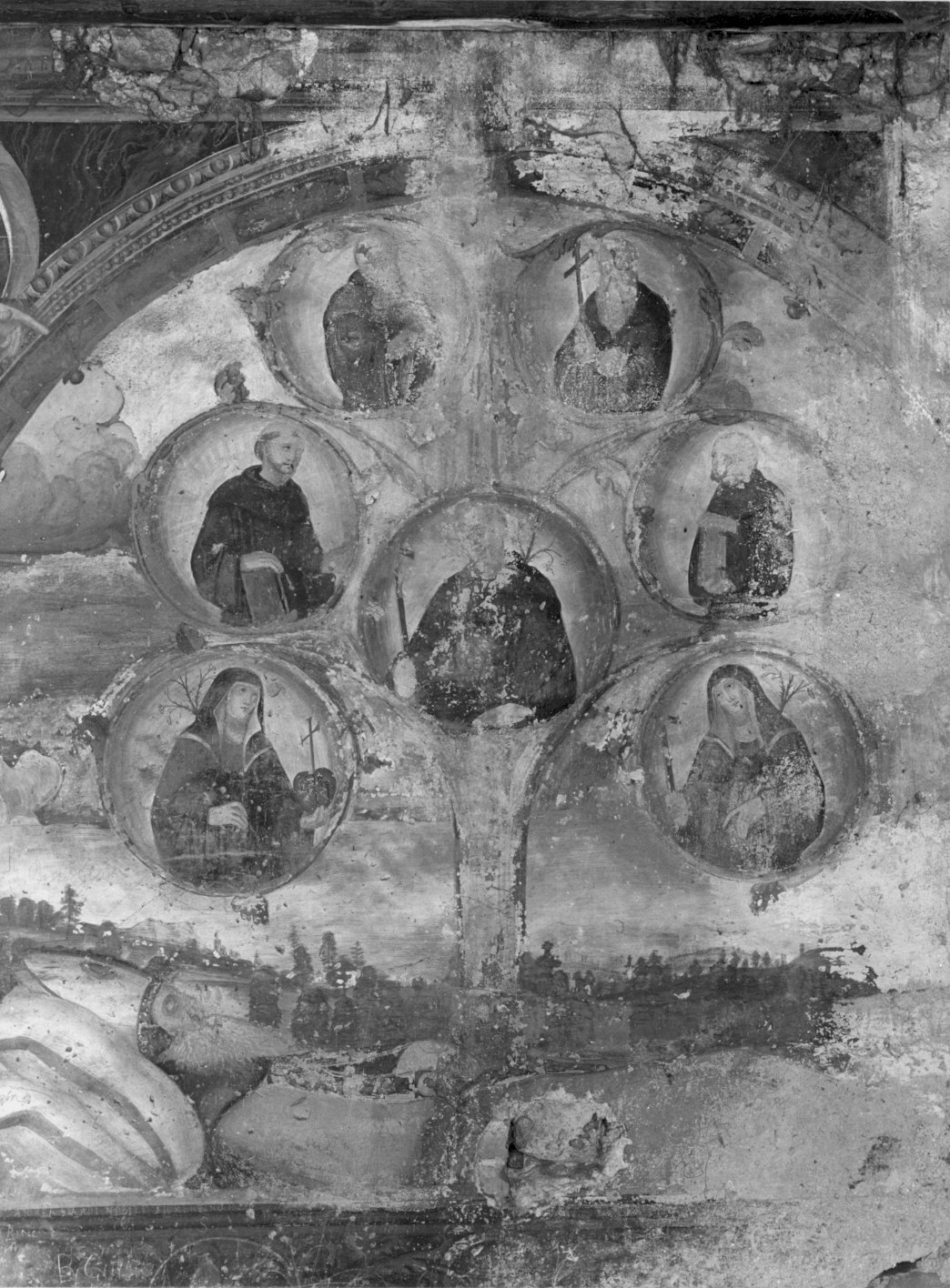 L'albero genealogico agostiniano (dipinto murale) - ambito lombardo (primo quarto sec. XVI)