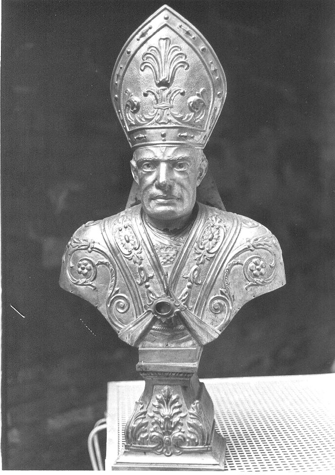 Santo vescovo (reliquiario - a busto, opera isolata) - bottega lombarda (prima metà sec. XIX)