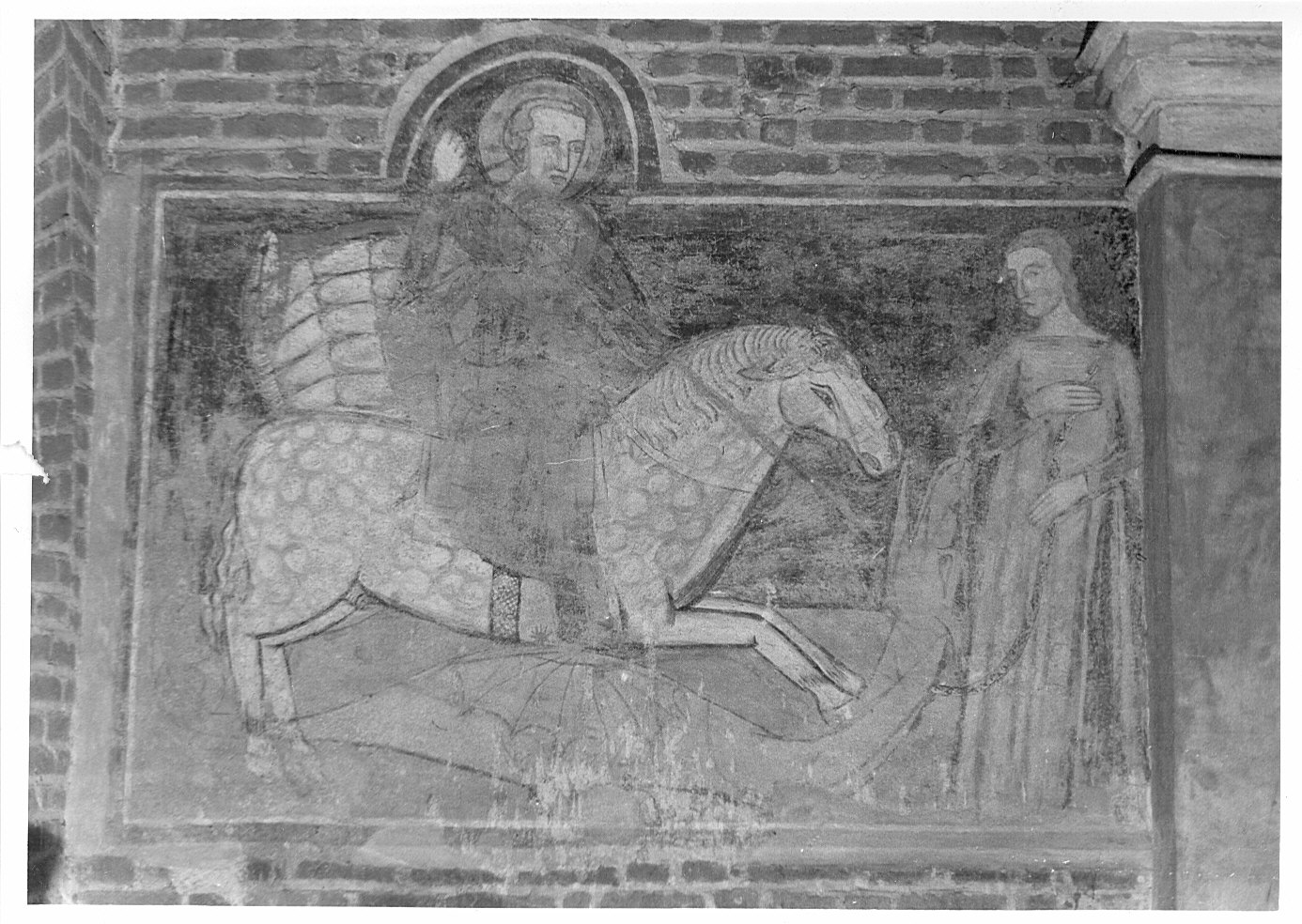 San Giorgio e il drago (dipinto murale) - ambito lombardo (prima metà sec. XV)
