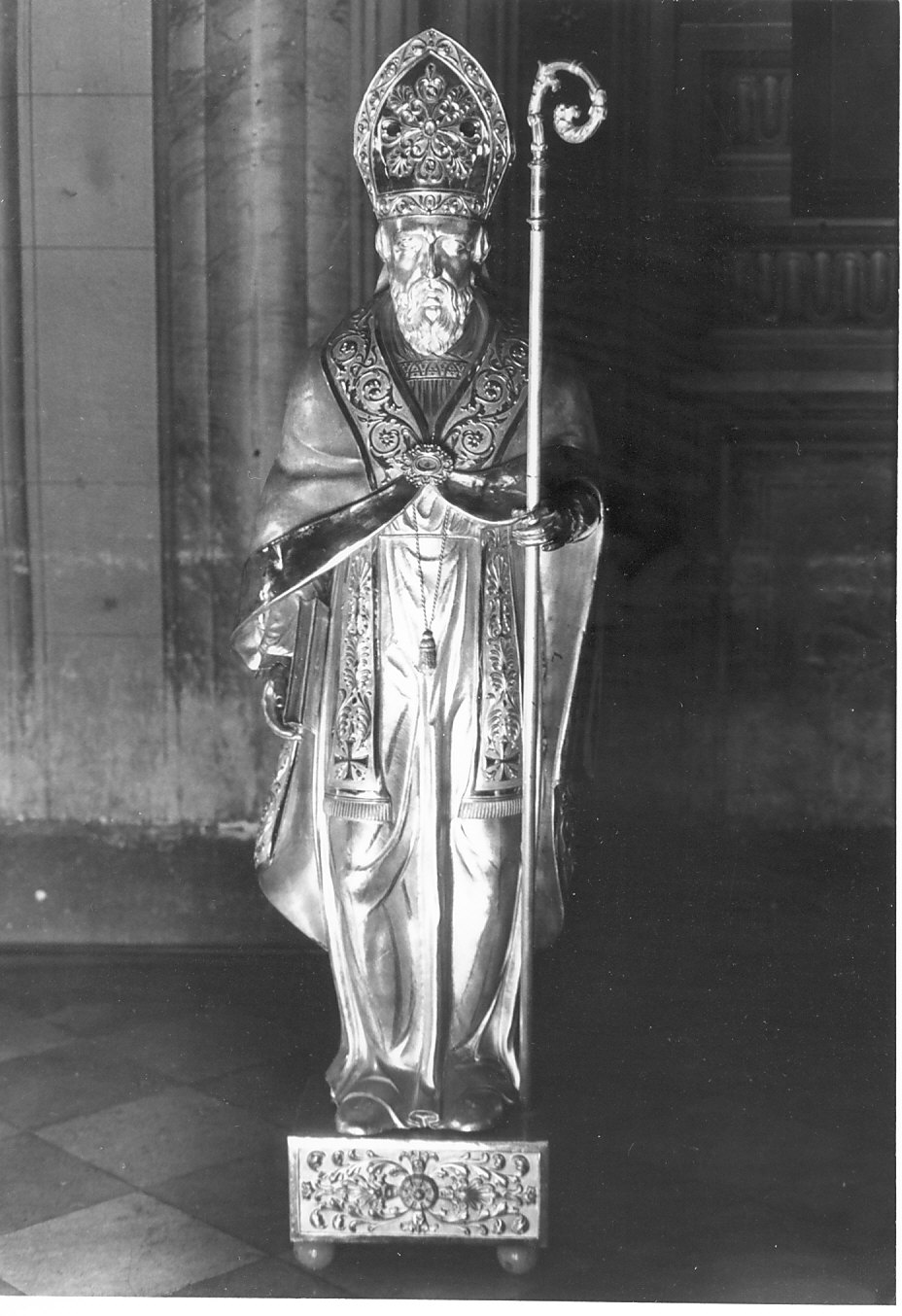 Santo vescovo (reliquiario - a statua, opera isolata) - bottega italiana (metà sec. XIX)