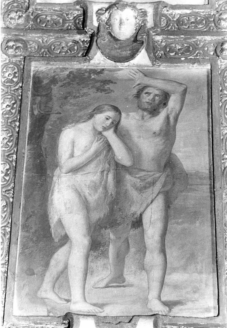 Adamo ed Eva, Adamo ed Eva cacciati dal paradiso terrestre (decorazione, elemento d'insieme) di Garberini G.B (attribuito) (sec. XIX)