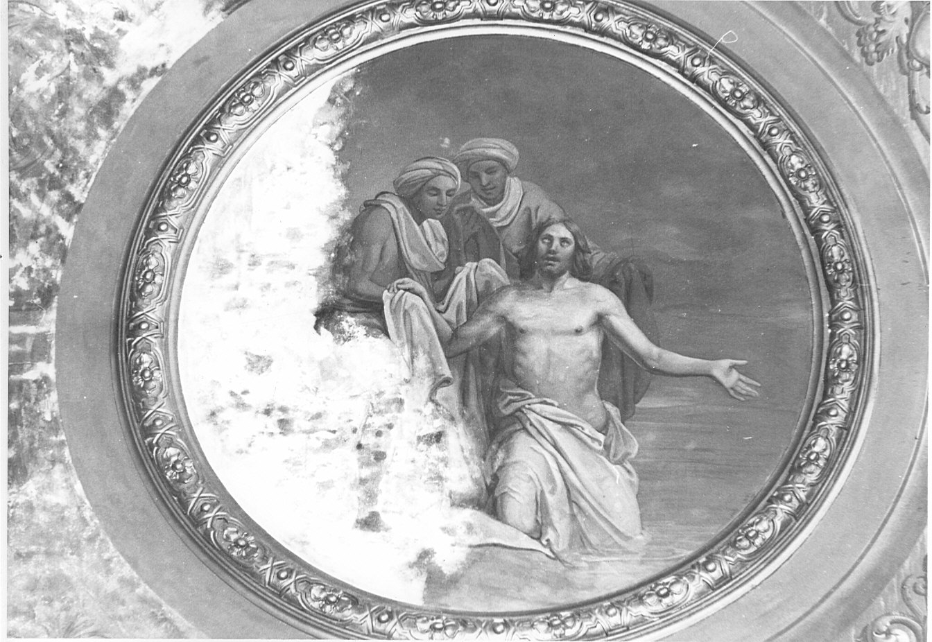 Naaman esce dal Giordano mondato dalla lebbra, Naamah (dipinto murale, elemento d'insieme) di Gallina Gallo (attribuito) (sec. XIX)