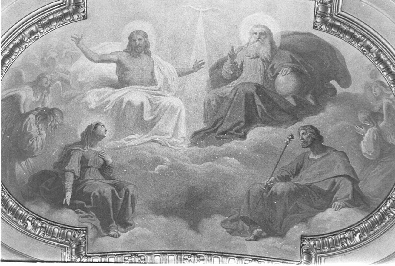Trinità con la Madonna e San Giuseppe (dipinto murale, elemento d'insieme) di Gonin Francesco (attribuito) (sec. XIX)